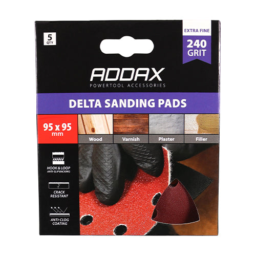Delta Sanding Pads - 240 Grit - Red - 95 x 95mm