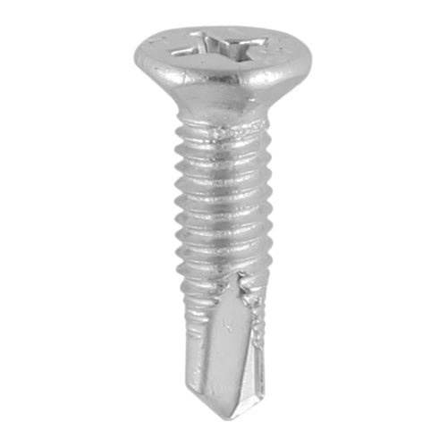Window Fabrication Screws - Countersunk Facet - PH - Metric Thread - Self-Drilling Point - Martensitic Stainless Steel & Silver Organic - M4 x 16