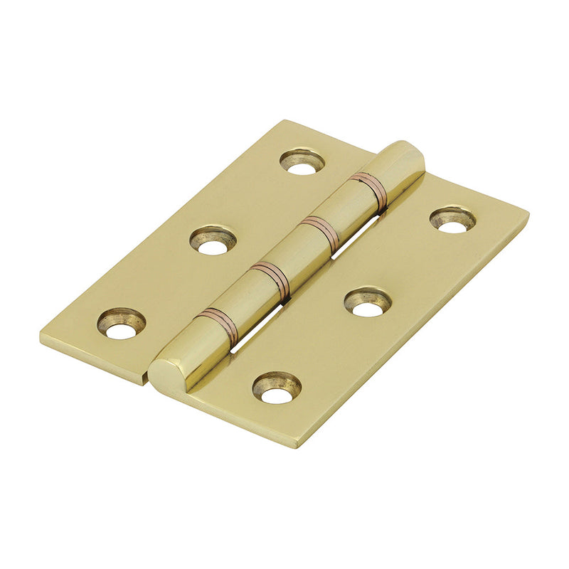 Double Phosphor Bronze Washered Butt Hinge - Solid Brass - Polished Brass - 76 x 50