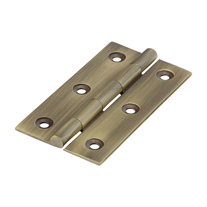 Solid Drawn Hinge - Solid Brass - Antique Brass - 75 x 40