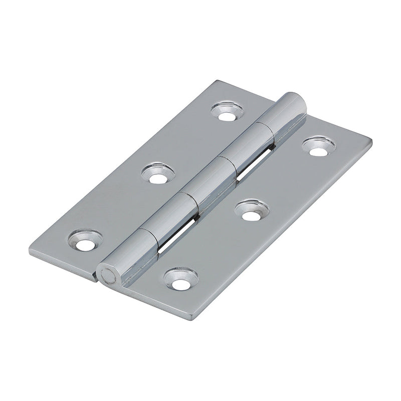 Solid Drawn Hinge - Solid Brass - Polished Chrome - 75 x 40