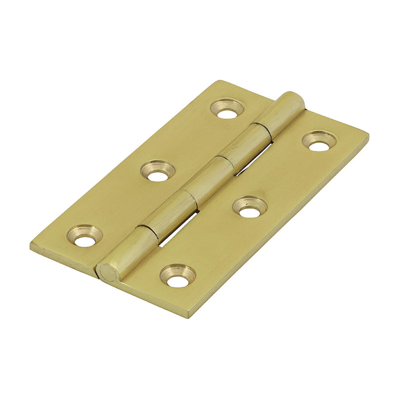 Solid Drawn Hinge - Solid Brass - Polished Brass - 64 x 35