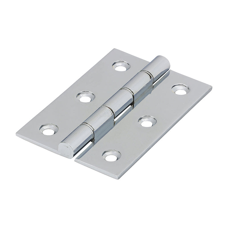 Double Stainless Steel Washered Butt Hinge - Solid Brass - Polished Chrome - 76 x 50
