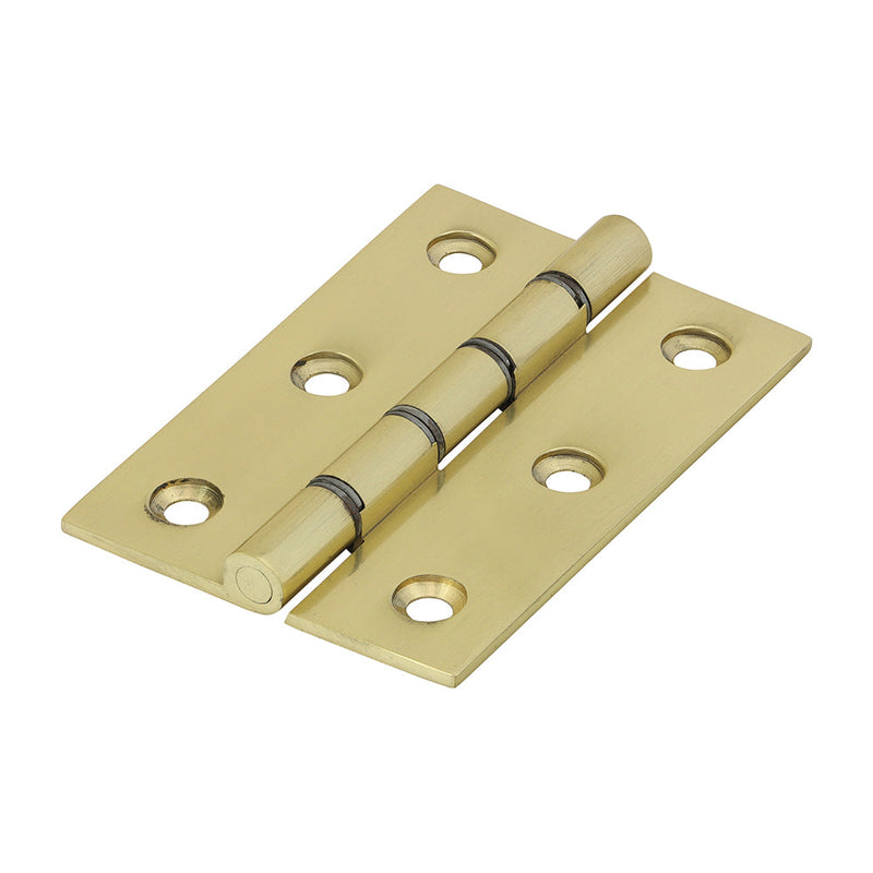 Double Steel Washered Butt Hinge - Solid Brass - Polished Brass - 76 x 50