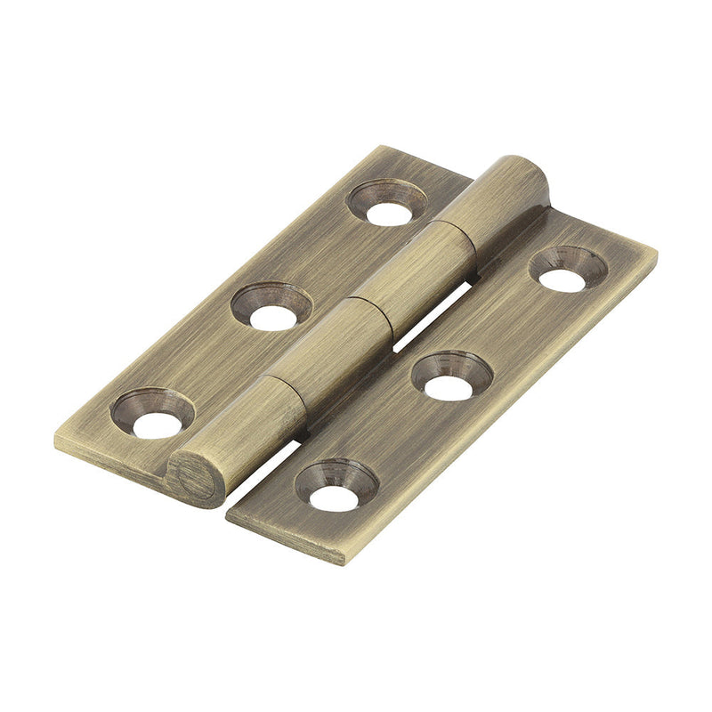 Solid Drawn Hinge - Solid Brass - Antique Brass - 50 x 28