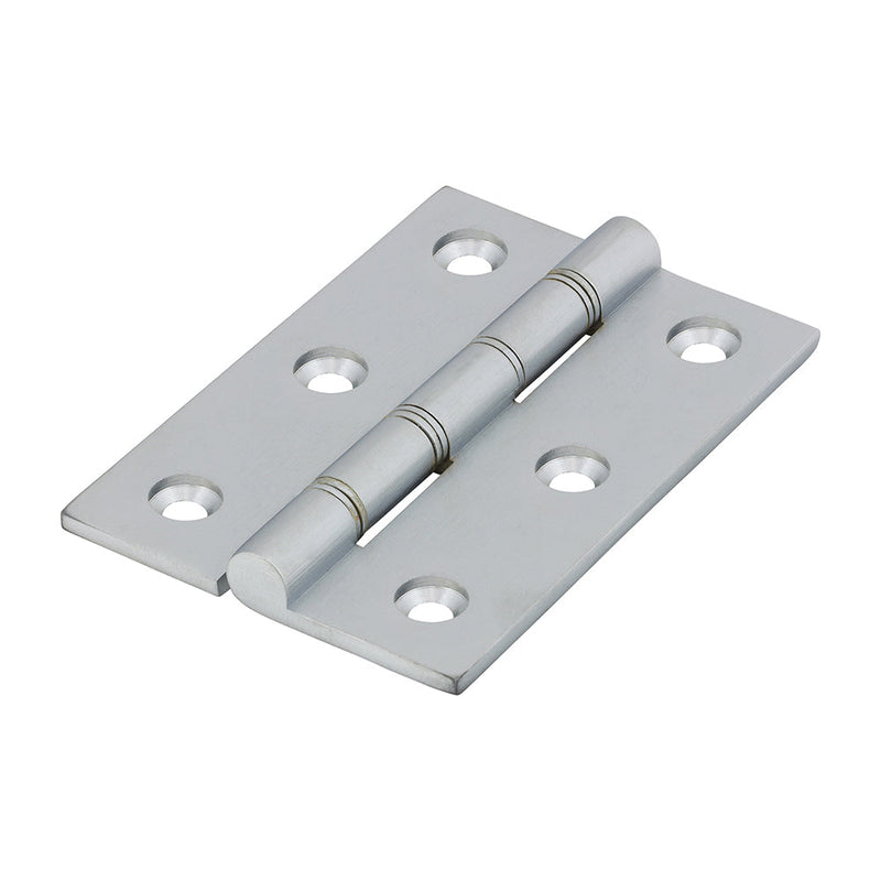 Double Stainless Steel Washered Butt Hinge - Solid Brass - Satin Chrome - 76 x 50