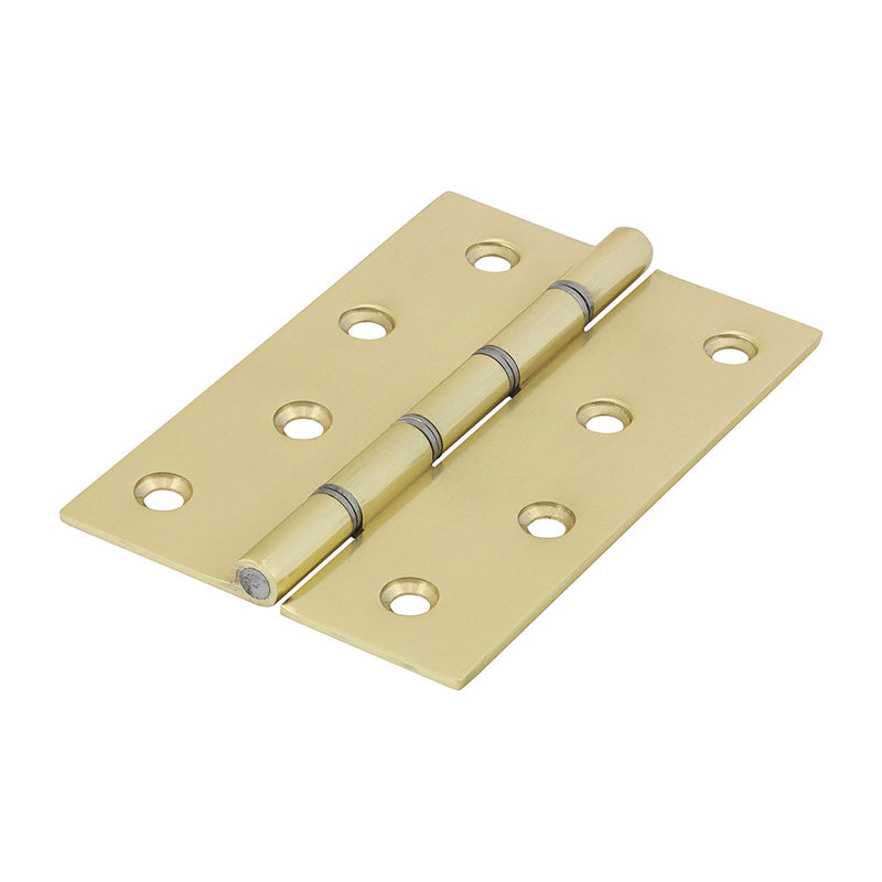 Double Steel Washered Butt Hinge - Solid Brass - Polished Brass - 102 x 67