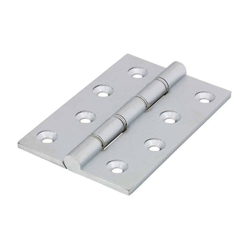 Double Stainless Steel Washered Butt Hinge - Solid Brass - Satin Chrome - 102 x 67