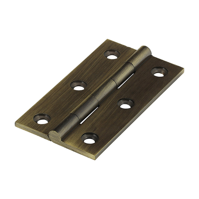 Solid Drawn Hinge - Solid Brass - Antique Brass - 64 x 35