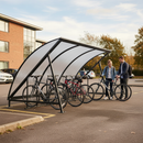 Premium Moonshape Bike Shelter Extension Unit with Optional Internal Bike Rack for 6 Cycles and UV-Stabilized Panels