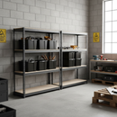 2x Premium Heavy Duty Shelving - 1600mm High - Grey with 8x 62L Plastic Storage Boxes