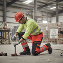High-Performance Trousers With Kneepad Pockets - Hi-Vis Red/Dark Navy