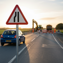 Premium Road Narrows Left Sign - Diagram 517L for Traffic Safety with Custom Sizing Options