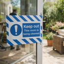 This Room Is Being Cleaned Door Screen Sign – 600mm x 450mm – Flexible PVC – Indoor/Outdoor Use