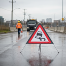 Premium Classic Roll Up Sign for Slippery Road Surfaces - Heavy Duty, Portable, and Compliant with Chapter 8 Guidelines