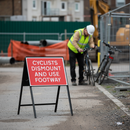 Premium Cyclists Dismount and Use Footway Sign - 600x450mm Metal Construction for Road Safety