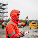 Premium Hi-Vis Red Hood - Waterproof and Breathable Workwear for Craftsmen and Industrial Workers