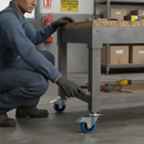 100mm Heavy Duty Braked Swivel Plate Castor with Blue Elastic