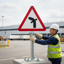 Premium Crossroads Through A Bend Sign 450mm to 1500mm - Junction Warning with Supplementary Plates for Driver Safety