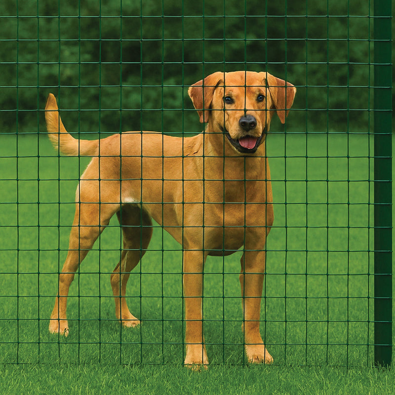 Green PVC Coated Lightweight Mesh, 25x25mm Square Holes - 90cm High Rolls