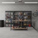 3x Heavy Duty Shelving Units - 1800mm High & 1x Workbench - 1600mm Wide - Grey