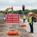 Premium 3-Way Control Temporary Traffic Sign 1050x750mm for Road Safety - High-Quality Professional Grade for Industrial and Commercial Applications