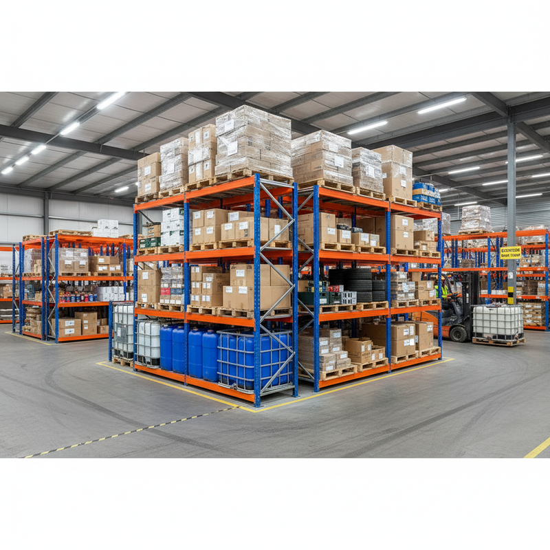 Heavy Duty Industrial Shelving - 2440mm High - 800kg Capacity - Steel - Blue & Orange