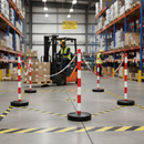 Professional Post and Chain Kit - High-Visibility Barrier Solution for Temporary Areas with 6 Posts and 10m Chain