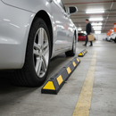 Premium Recycled Rubber Wheel Stops for Parking - Durable and Highly Visible with Reflective Panels