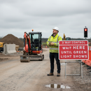 Premium 3/4 Way Control Sign with Flip-Over Cover Plate for Traffic Management - 1050x750mm Size