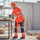 High-Performance ¾ Length Trousers With Holster Pockets - Hi-Vis Red/Dark Navy