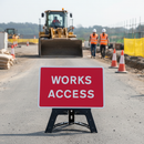 Premium Heavy Duty Works Access Traffic Sign 1050mm x 750mm with Reflective Face and High-Quality Stand for Construction Sites