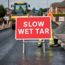 Professional Quick Fit Road Sign - SLOW WET TAR - 1050x750mm for Safety in Road Works