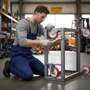 125mm Heavy Duty Braked Swivel Plate Castor with Red Polyurethane Wheel