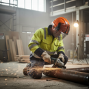 Professional Safety Helmet with Integrated Face Shield Vented - Orange/Smoke