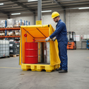 Heavy Duty 4 Drum Spill Pallet with Framed Cover for Safe Containment