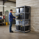 Heavy Duty Shelving Unit with Recycled Plastic Storage Boxes - 1800mm High - Grey
