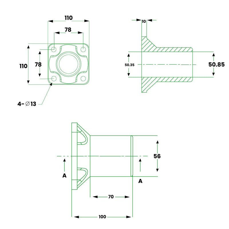 GRP Base Foot – Yellow Structural Clamp for 50mm Handrail Tube