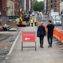 Premium Pedestrians Sign with Reversible Arrow - Heavy Duty Metal Road Sign 600x450mm for Direction Notification