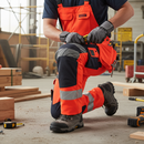 High-Performance ¾ Length Trousers With Holster Pockets - Hi-Vis Red/Dark Navy