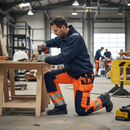 Premium High Visibility Craftsman Trousers in Stretchable Softshell with Holster Pockets for Outdoor Work in Rough Weather