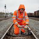 Professional Hi-Vis Orange Waterproof Coverall for Rail Compliance with Superior Breathability and Multiple Pockets