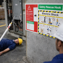 High Voltage Rescue Hook & Information Board – Insulated 1.5m Hook – Emergency Use