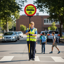 Professional Collapsible Stop Children Crossing Sign with Ergonomic Handle and High-Quality Reflective Face