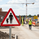 Premium Post Mounted Sign for Pedestrians In Road Ahead - Durable and Highly Visible Warning Sign for Traffic Safety