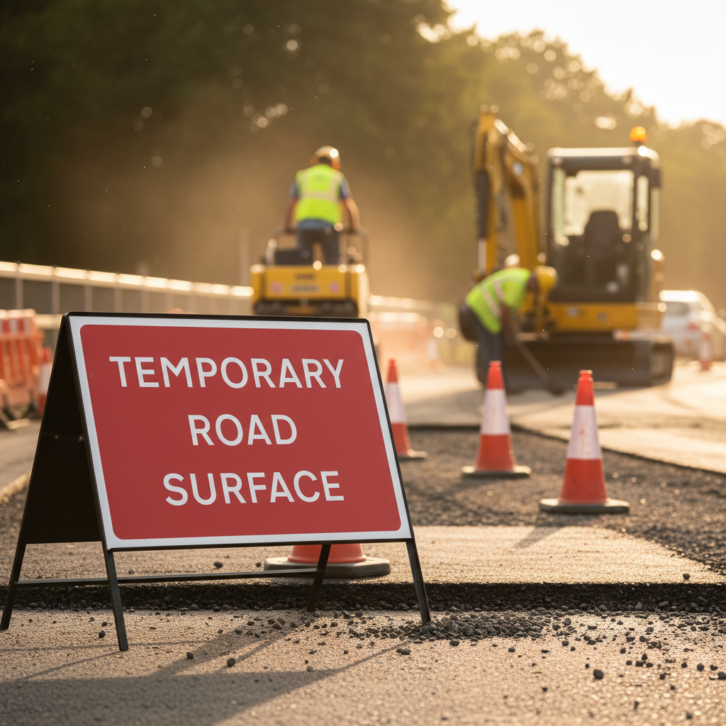 Premium Temporary Road Surface Sign - 1050x750mm with Engineer Grade R