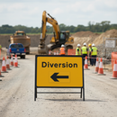Premium Diversion Reversible Arrow Road Sign - 1050x750mm Metal Construction with Retroreflective Face