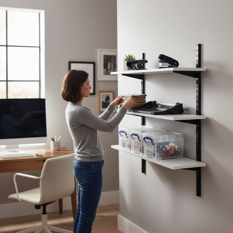 High-Performance Twin Slot Wall Mounted Shelving - 900mm Wide - Melamine
