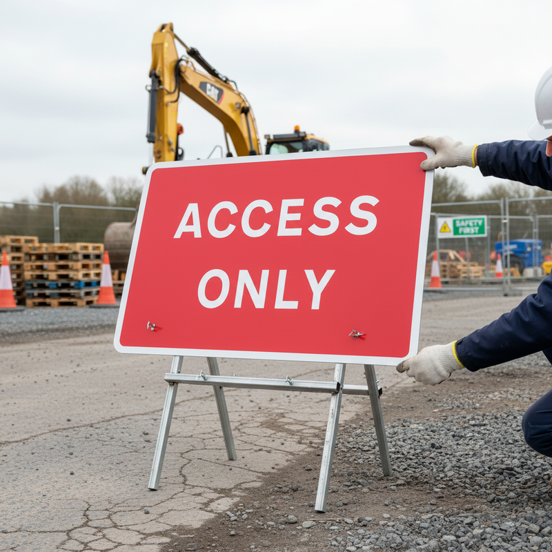 Access Control Only Sign Professional Access Only Sign - Quick Fit 1050x750mm for Traffic Contr