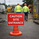 Caution Site Entrance Sign – 600mm x 450mm – Reflective Polypropylene – Construction Site